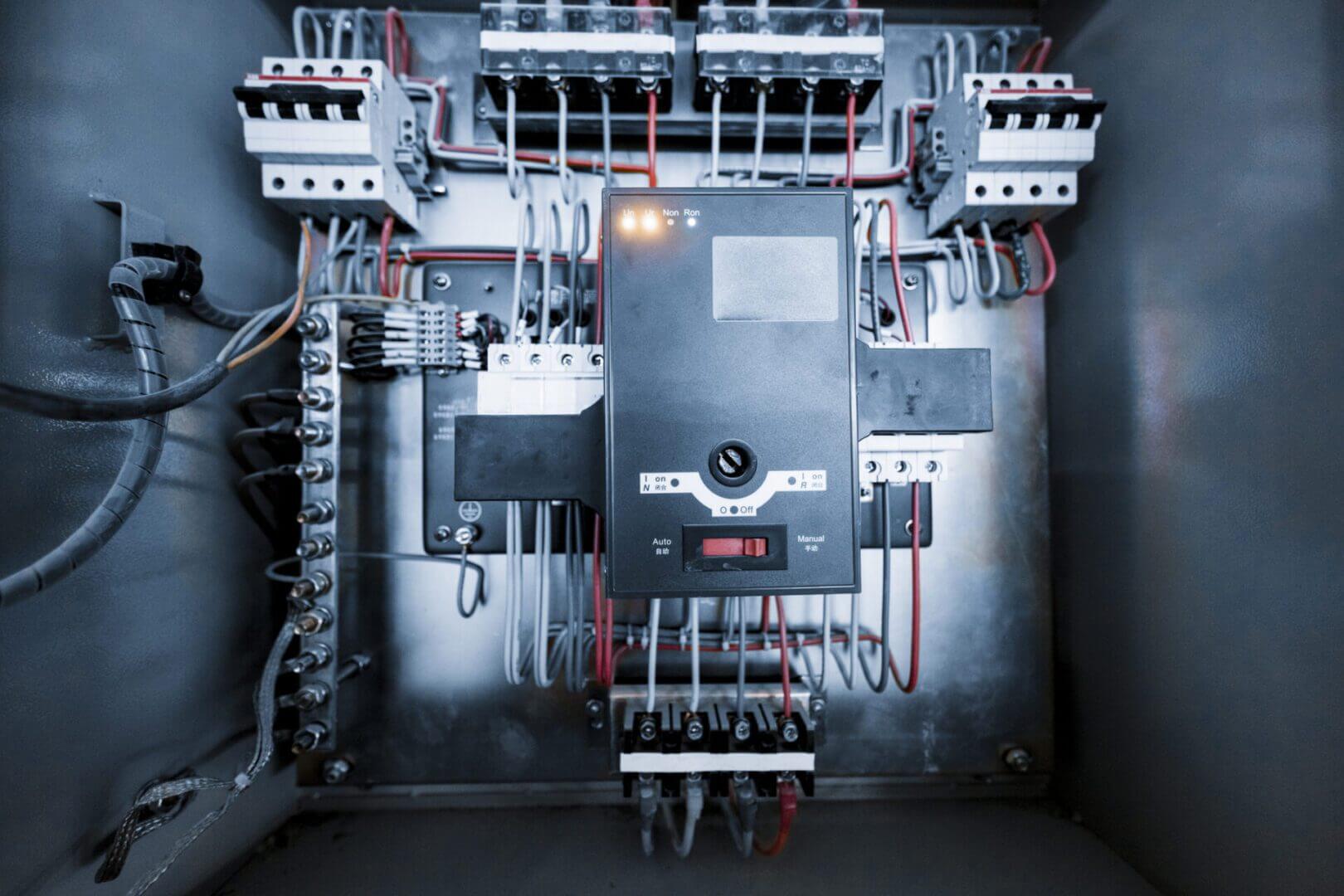 Circuit breaker box with connected cables
